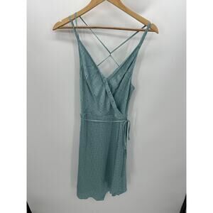 August 1 Eight Womens Faux Wrap Midi Dress Size M Blue Wedding Event Party